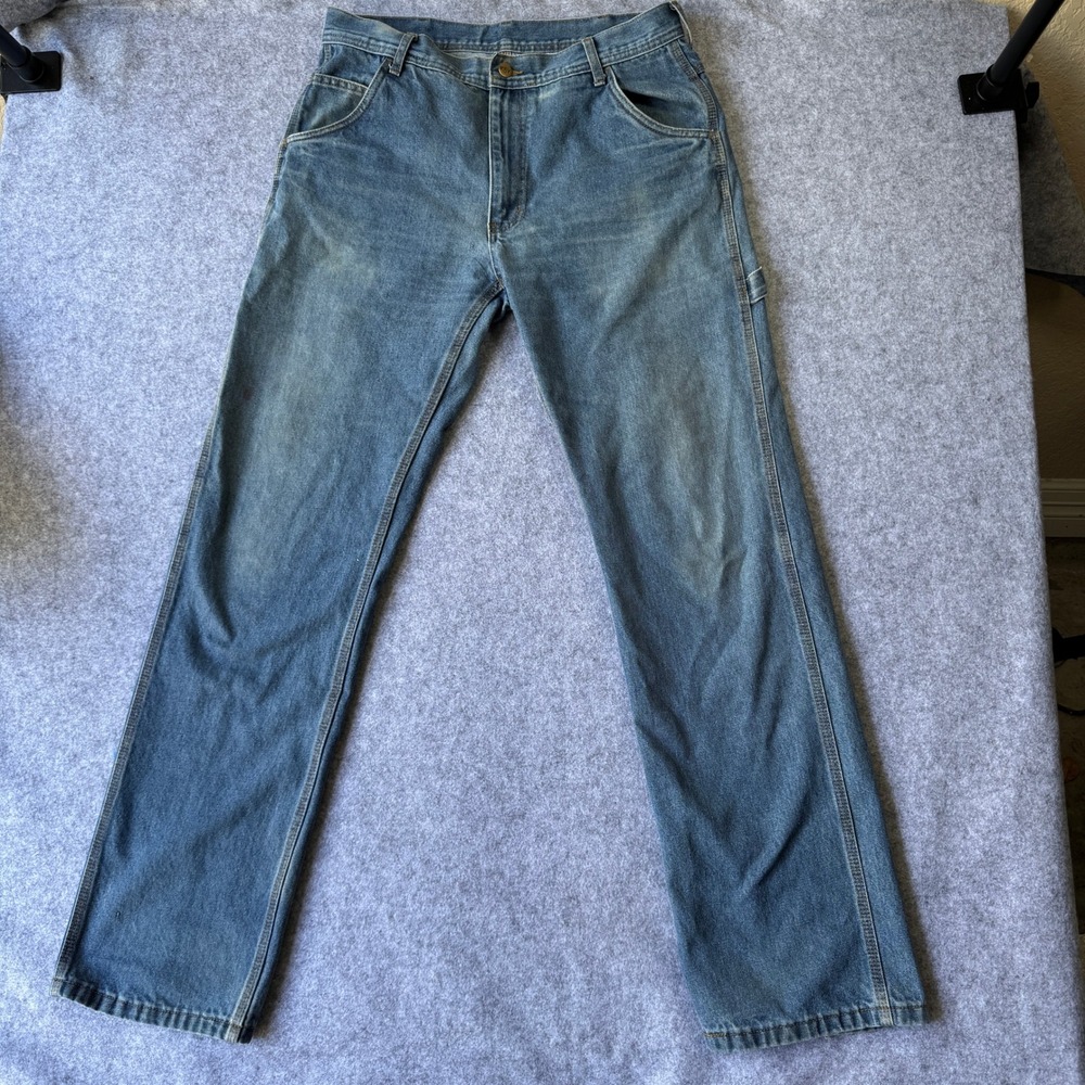 Key Apparel Mens Carpenter Jeans 34x36 Blue Denim Utility Workwear Pocket